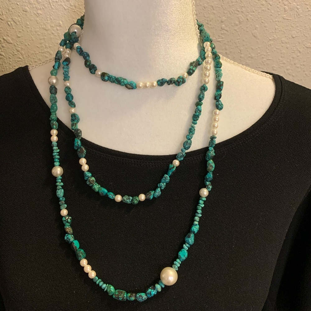 Turquoise and Pearl Necklace